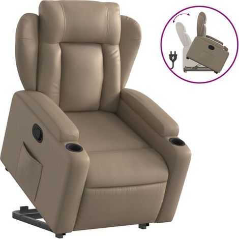 Fauteuil lounge en similicuir couleur cappuccino (1/5)