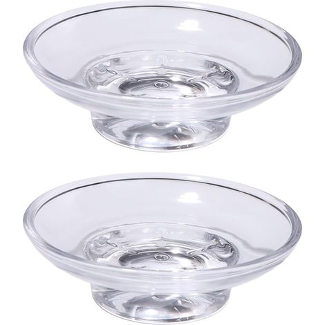 Porte-savon rond en verre transparent, boîte de rangement créative en verre transparent (transparent) (1/5)