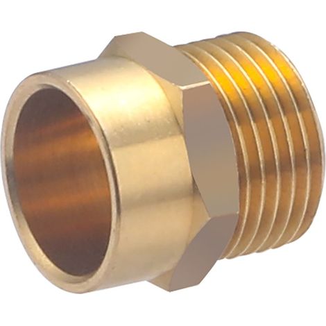 Noyon & Thiebault – Manchon laiton à visser mâle 3/8 – Raccord à souder Ø 14 mm – Pression max 10 bar – Pour tubes en cuivre - 1121-1214L1 (1/4)