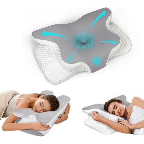 Oreiller orthopédique / Oreiller en mousse à mémoire de forme - Respirant et soulage les douleurs cervicales, convient à toutes les positions de sommeil-AquaForge (1/5)