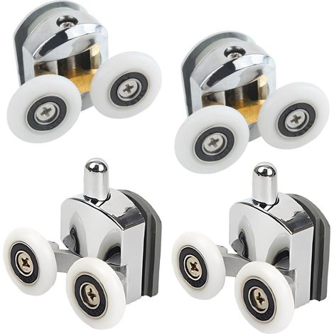 Rodillos para cabina de ducha, rodillos dobles de 25 mm para cabina de ducha, rodillos para puertas correderas, duraderos y silenciosos, rodillos para puertas correderas de ducha