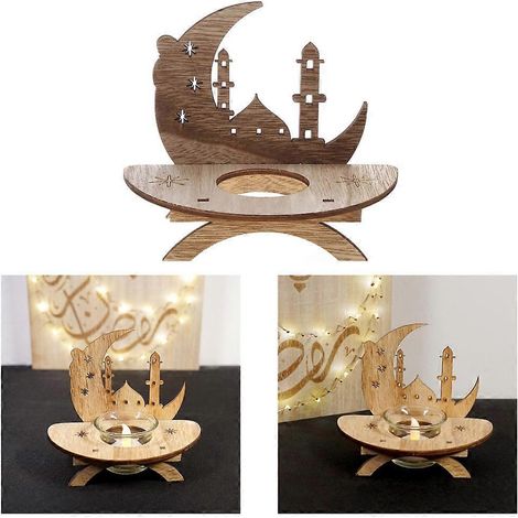 Décoration de chandelier en bois pour le Ramadan, chandelier de Ramadan, ornement de bougie (1/4)
