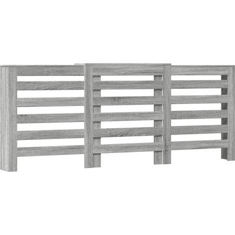 Cache-radiateur à lattes moderne 205 x 21,5 x 83,5 cm pratique minimaliste pour salon en bois d'ingénierie gris (1/5)