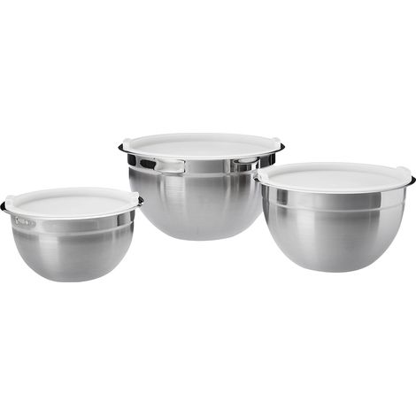 Lot de 3 saladiers en acier inoxydable, Argenté (1/5)
