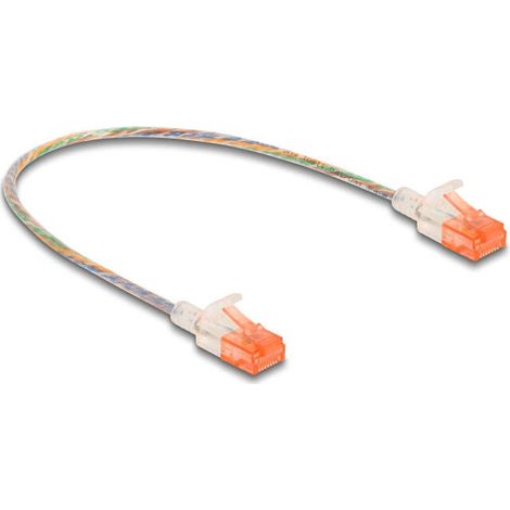 Delock rj45 cable de red cat.6a u/utp slim 0,3 m transparente (1/2)