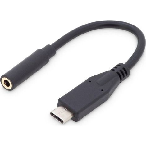 Digitus  Adattatore da USB-C a jack per cuffie  Femmina  USB-C a 24 pin  Mini-jack stereo da 3,5 mm  Nero  0,2 m (1/4)
