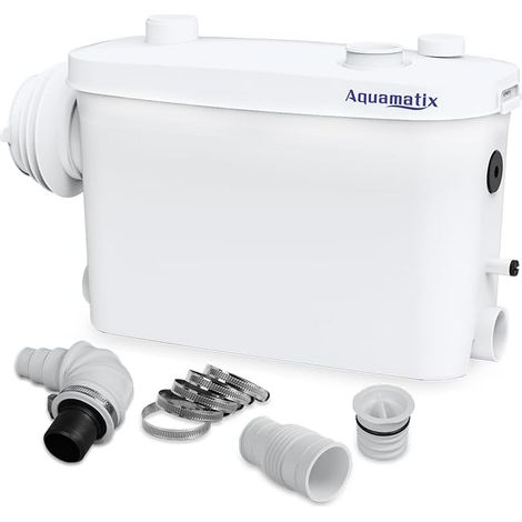 Broyeur Sanitaire 400 W Pompe de Relevage sanitaires 100 L/min 3 entrées pour WC suspendus Distance de pompage verticale de 6,5 m avec filtre à charbon (1/5)