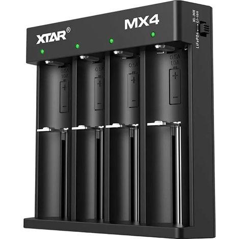 Chargeur de batterie XTAR pour batteries Li-ion et NiMH MX4 (1/5)