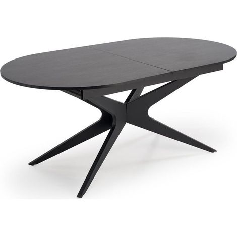 Table ovale noire extensible 180 - 240 cm avec pied central LUDMILA (1/5)