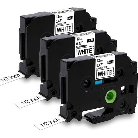 3x 0.47 TZ Tape compatibile per Brother P-touch Cassette TZe-231 12mm x8m Laminato per Ptouch PT-H100LB/R H105 H107B H110 H200 E110 D210 D400 P300BT Cube Label Maker, Nero su Bianco (1/4)