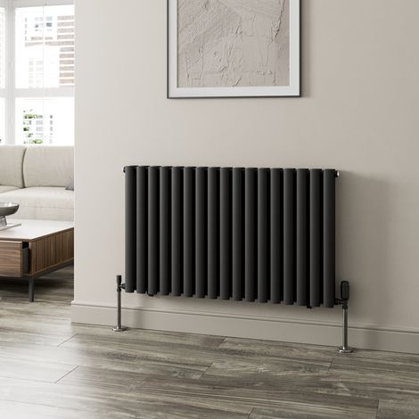 Black Oval Column Designer Radiator Vertical Horizontal 600 x 1020mm Double Panel (1/5)