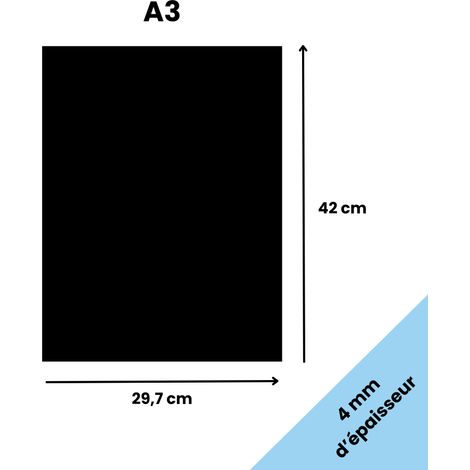 Signaletique.Biz France – Plaque A3 en plexiglass noir 4 mm – Dimensions 29,7 x 42 cm – Résistante aux UV et à l'humidité – Film protecteur amovible