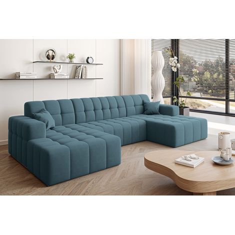 Ecksofa Nimes in U-Form, stoff Portland Blau (1/5)