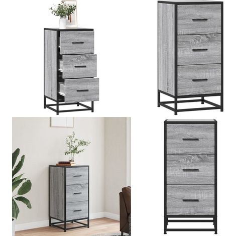 vidaXL Sideboard Grau Sonoma 35,5x35x76 cm Holzwerkstoff und Metall (1/5)