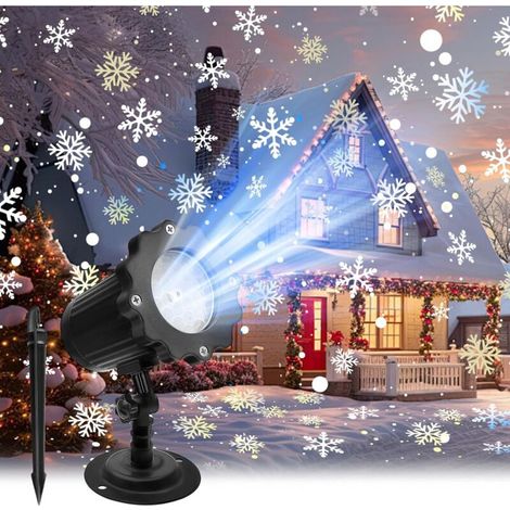 Projecteur de Noel Neige, IP65 Étanche Projecteur de Lumière LED de Flocon de Neige Lamps de Projection pour Intérieur et Extérieur Jardin Pelouse Maison Fête Festival Décoration (1/5)