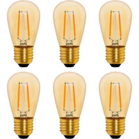 S14 Ampoule LED à Filament Vintage E27, 1W Amber Edison Remplacement 10W Incandescence, Non Dimmable, Blanc Chaud 2200K, AC 220V (1/5)