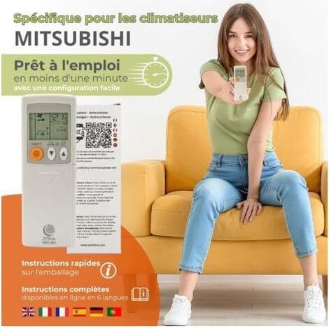 Wellclima WEC-MI1 Télécommande Universelle pour climatiseur Mitsubishi, prête à l'emploi en Quelques Secondes, Compatible avec Pompe à Chaleur et onduleur, compatibilité Garantie (1/4)