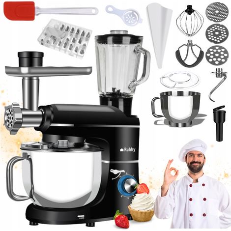 Robot da cucina con potenza massima di 2200 W, planetario multifunzionale, potente, da 1500 W.