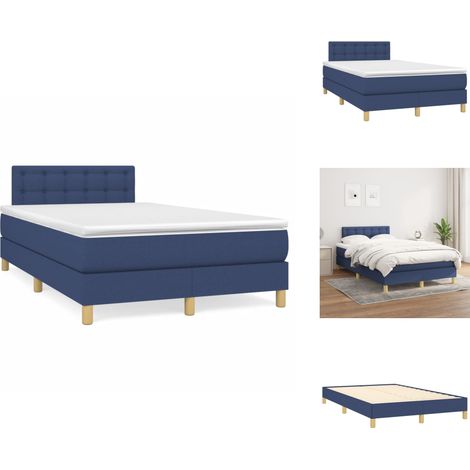 Boxspringbett mit Matratze Blau 120x190 cm Stoff - Boxspringbett - Doppelbett - Schlafraum - Blau - Bettauflage (1/5)