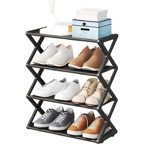 Support à Chaussures Forme X Support à Chaussures Multifonctionnel En Acier Détachable Noir (1/4)