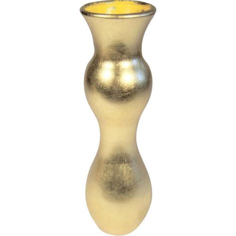 Vaso in ceramica dorata, altezza 30 cm, diametro 9 cm (1/2)