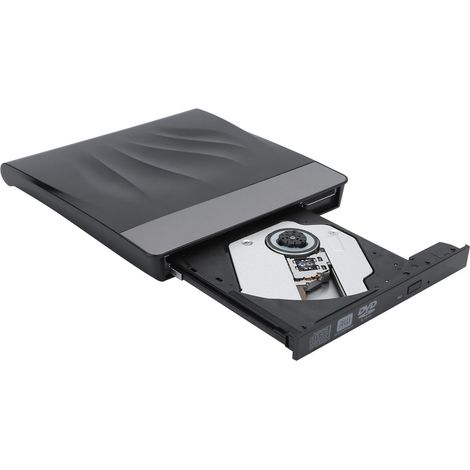 Lecteur optique externe USB 3.0 portable double port USB-C pour OS X, compatible CD et DVD.