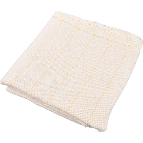Mélange polyester-coton, tissu robuste, chaîne et trame à fil unique facilement déchirables (100150cm) (blanc avec fil jaune). (1/5)