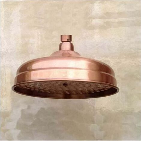 Kupfer-Duschkopf, 20 cm (8 Zoll) Durchmesser, Hochdruck-Festduschkopf mit verstellbarem Winkel, Regenduschkopf (1/5)