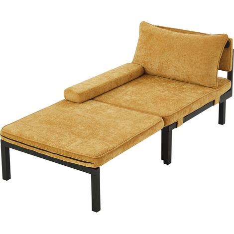 CHICFURN Sillón convertible 176x82x79 cm de terciopelo amarillo con USB Type-C y ahorro de espacio (1/5)