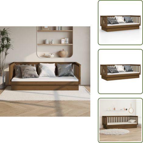 Letto in legno massello - vidaXL Dormeuse Ambra 80x200 cm in Legno Massello di Pino - Divano letto in legno