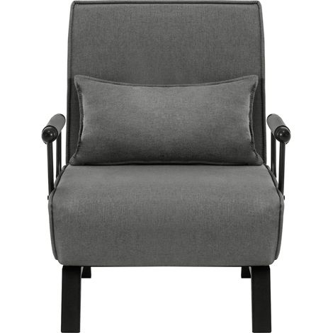 3-in-1 Schlafstuhl mit verstellbarer Rückenlehne, Grau, Leinen, Metall und Schaumstoff (1/5)