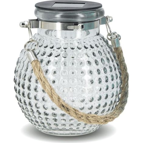 Xanlite – Lanterne solaire boule IP44 – Verre teinté gris – Éclairage extérieur moderne – Lumière douce et chaleureuse pour jardin (1/5)