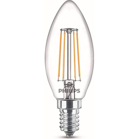 ampoule LED Flamme E14 40W Blanc Chaud Claire, Verre, Lot de 2 (1/4)