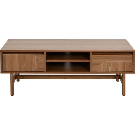 Meuble TV 2 tiroirs en bois L120cm - Bois foncé - Abby (1/5)