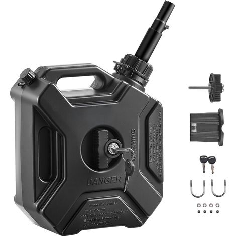 Bidon d essence 5 L plat bec verseur support verrouillable débit 15 L/min étanche voiture moto quad SSV noir
