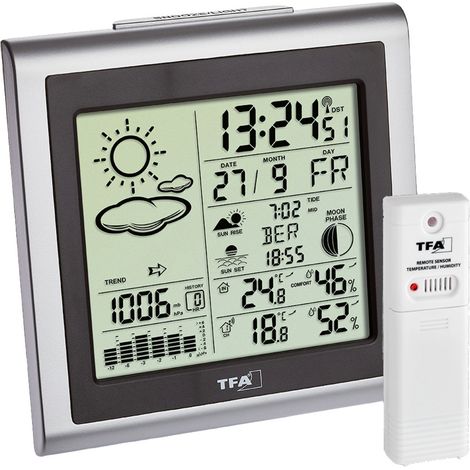 TFA Dostmann LARGO 35.1145.54 Funk-Wetterstation Vorhersage für 12 Stunden Anzahl Sensoren max. 3
