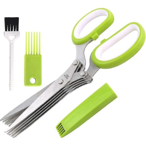 Kräuterschere-Set, praktisches Küchenhelfer-Geschenk, Küchenschere mit 5 Klingen aus Edelstahl + (1/4)