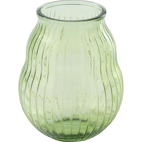 Photophore Design en Verre "Ligné" 35cm Vert Clair (1/2)