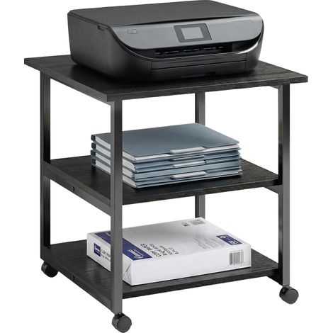 Homcom – Support d'imprimante mobile sur roulettes – 3 étagères en panneau de particules et acier – Dimensions 50 x 50 x 52,5 cm – Charge max. 18 kg