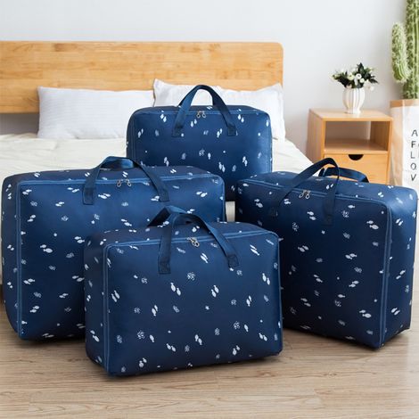 4 pezzi Borse Portaoggetti Grande, Borsa Vestiti Scatole Organizzatore Contenitori con Zip, Tessuto Oxford Resistente Borsa di Stoccaggio Sotto Letto, traslochi Borsa per piumone, coperte (1/5)