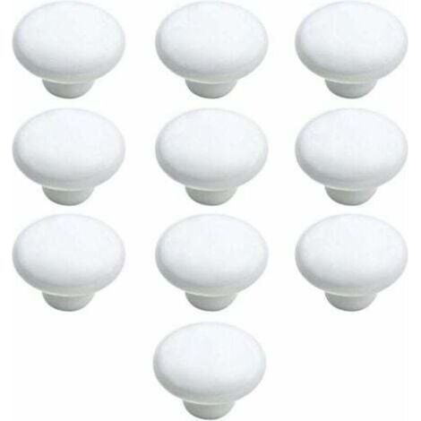10-Piece 33mm Ceramic Door Knobs for Kitchen Cabinets and Drawers, White