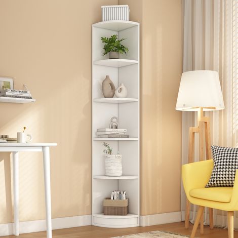 Mobile angolare contenitore, libreria a 5 livelli in MDF, bianco DESVIAE (1/5)