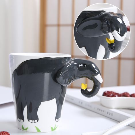 3D-Tiermotiv-Tasse – Bemalte Keramiktasse – 3D-Elefanten-Trinkbecher – 400 ml (1/5)