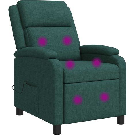 Poltrona Massaggiante Verde Scuro Tessuto vidaXL