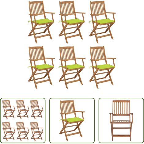 Akazienholz - Klappbare Gartenstühle 6 Stk. mit Kissen Massivholz Akazie (1/5)