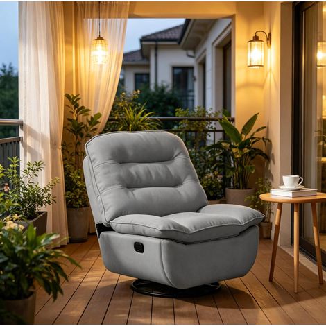 Fauteuil relax pivotant 95 cm avec rangement gris foncé HAVRYA (1/5)