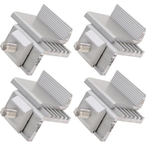 10 supports de montage solaire en alliage d'aluminium, blocs de pression, pinces de mise à la terre pour rails de panneaux photovoltaïques (1/5)