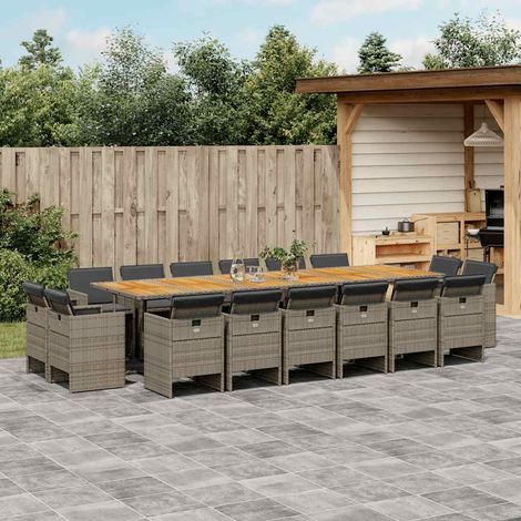 Ensemble à manger de jardin 17 pcs-Salon de jardin et coussins résine tressée 388535 (1/5)