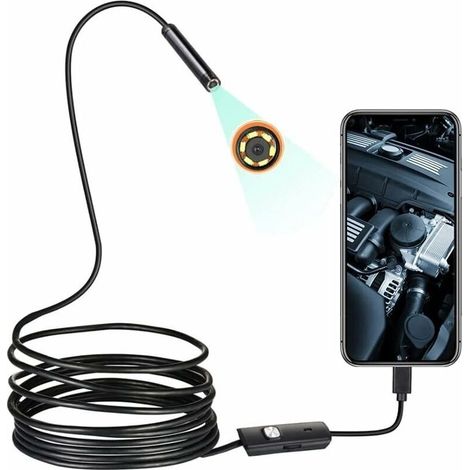 Endoscope, 1200P HD Endoscope Camera, IP67 Waterproof, Semi-Rigid Inspection Camera with 6 Adjustable LEDs, for Android Smartphones, Windows, MacBooks, Computers (5 m) (1/5)