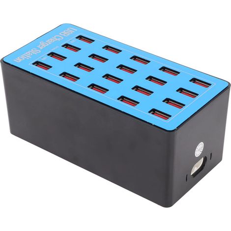 Chargeur rapide USB AnwintkA5+ 5V 20A 100W, station de charge avec hub USB 20 ports et ventilateur de refroidissement à 50 degrés pour téléphone et tablette 100-240V (prise UE) (1/3)
